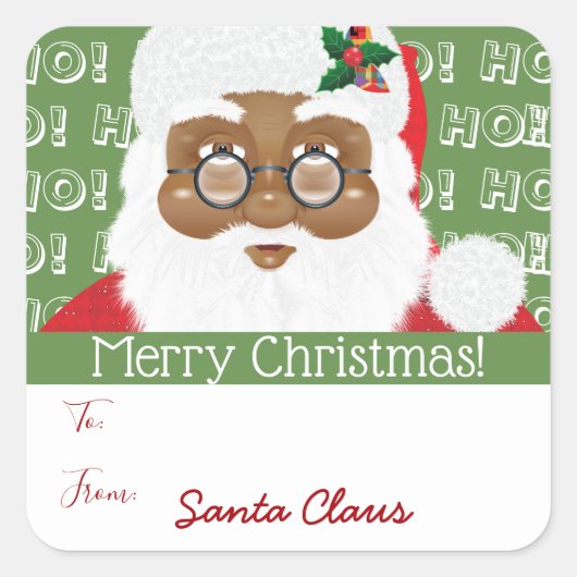 Santa Claus African American kerstcadeau Vierkante Sticker (Voorkant)