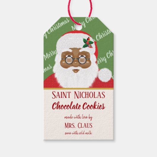 Santa Claus African American Kerstcookie Gift Cadeaulabel (Voorkant)