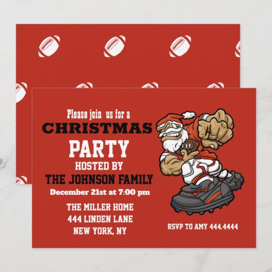 Santa Claus-afspeelillustratie Football Kaart (Voorkant / Achterkant)