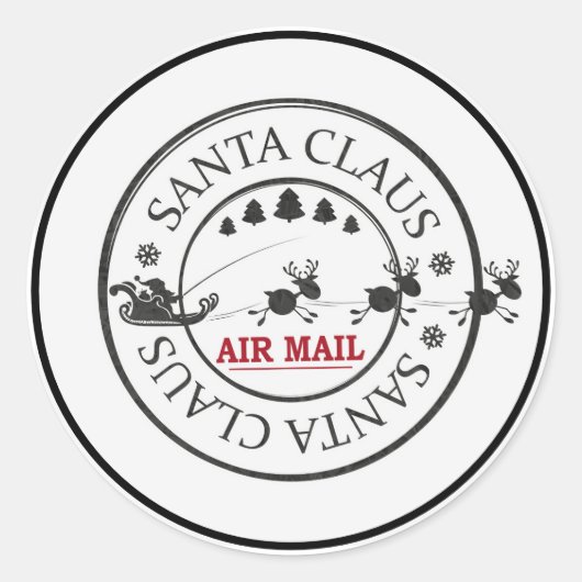 Santa Claus Air Mail Delivery Ronde Sticker (Voorkant)