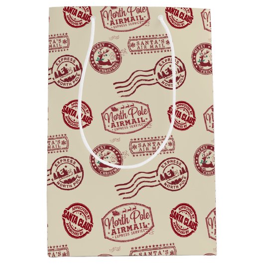 Santa Claus Airmail Holiday Medium Cadeauzakje (Voorkant)