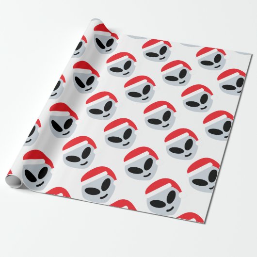 santa claus alien emoji cadeaupapier (Uitgerold)