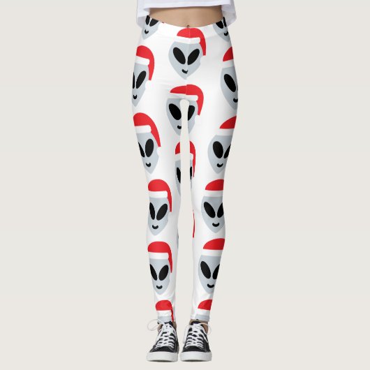santa claus alien emoji leggings (Voorkant)