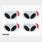 santa claus alien emoji ovale sticker (Vel)