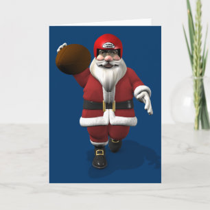 Santa Claus American Football Player Feestdagen Kaart