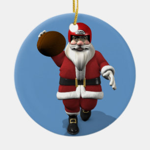 Santa Claus American Football Player Keramisch Ornament