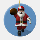 Santa Claus American Football Player Keramisch Ornament (Achterkant)