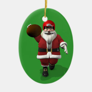 Santa Claus American Football Player Keramisch Ornament