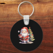 Santa Claus And Christmas Tree Sleutelhanger (Voorkant)