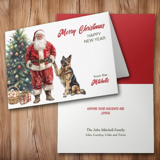 Santa Claus and German Shepherd Dog Christmas Feestdagen Kaart