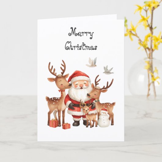 Santa Claus and his helpers. Whimsical Christmas Kaart (Gele Bloem)