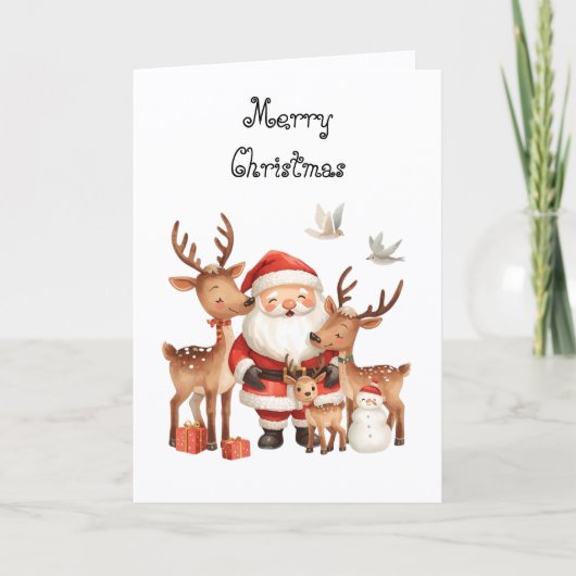 Santa Claus and his helpers. Whimsical Christmas Kaart (Voorkant)