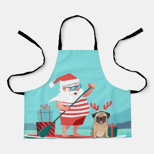 Santa Claus and His Pug on a Surfboard Schort (Voorkant)