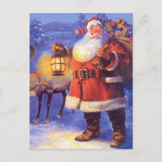 Santa Claus and his reindeer Briefkaart (Voorkant)