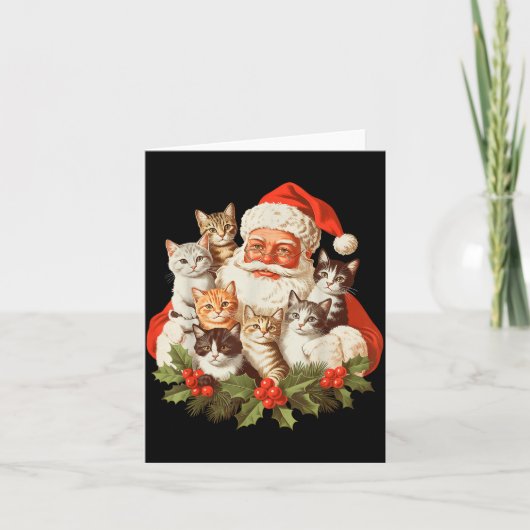 Santa Claus And Kittens Cats Christmas  Kaart (Voorkant)