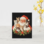 Santa Claus And Kittens Cats Christmas  Kaart (Gele Bloem)