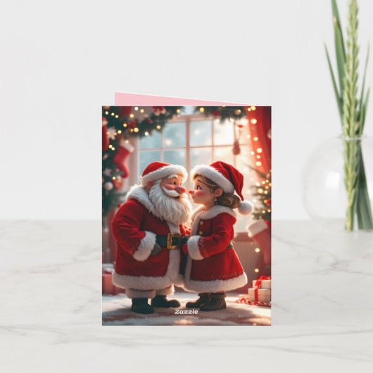 Santa Claus and Mrs. Claus celebrate X-Mas, fun  Feestdagen Kaart (Achterkant)