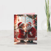 Santa Claus and Mrs. Claus celebrate X-Mas, fun  Feestdagen Kaart (Voorkant)