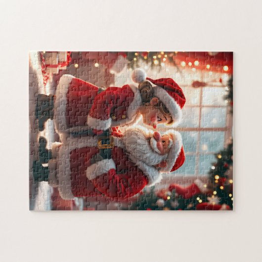 Santa Claus and Mrs. Claus celebrate X-Mas, fun  Legpuzzel (Horizontaal)