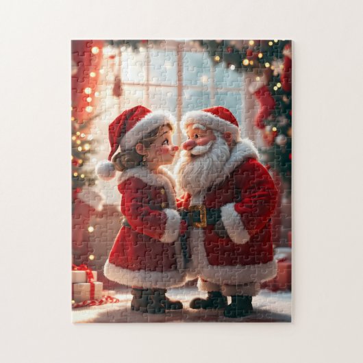 Santa Claus and Mrs. Claus celebrate X-Mas, fun Legpuzzel (Verticaal)