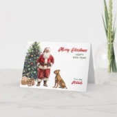 Santa Claus and Pit Bull Terrier Dog Christmas Feestdagen Kaart (Voorkant)
