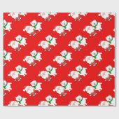 Santa Claus and Polar Bear Cartoon Cadeaupapier (Vlak)