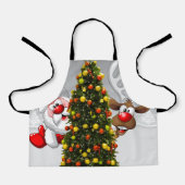 Santa claus and reindeer behind a christmas tree.j schort (Voorkant)