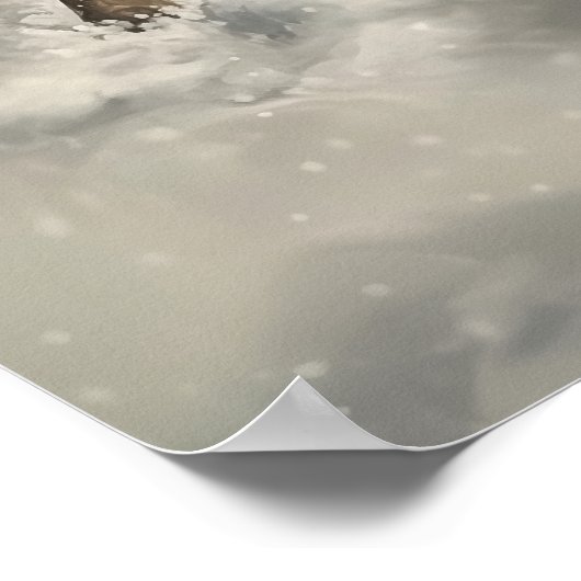 Santa Claus and Reindeer Christmas Wall Art Poster (Hoek)