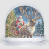 Santa Claus and Reindeer Vintage Christmas  Sneeuwbol (Voorkant)