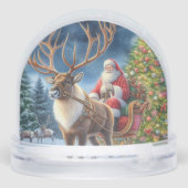 Santa Claus and Reindeer Vintage Christmas  Sneeuwbol (Achterkant)