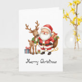 Santa Claus and reindeer whimsical Greeting Card Kaart (Gele Bloem)