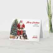 Santa Claus and Rottweiler Dog Christmas Feestdagen Kaart (Voorkant)