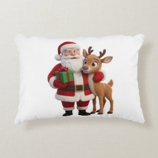 Santa Claus and Rudolph Cartoon Accent Kussen