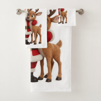 Santa Claus and Rudolph Cartoon Bad Handdoek