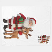 Santa Claus and Rudolph Cartoon Fleece Deken (Voorkant (Horizontaal))