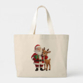 Santa Claus and Rudolph Cartoon Grote Tote Bag (Achterkant)
