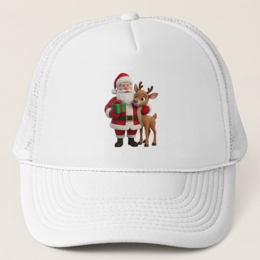 Santa Claus and Rudolph Cartoon Trucker Pet (Voorkant)