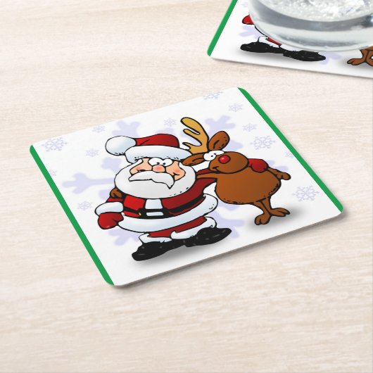 SANTA CLAUS AND RUDOLPH KARTONNEN ONDERZETTERS (Schuin)