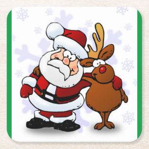 SANTA CLAUS AND RUDOLPH KARTONNEN ONDERZETTERS