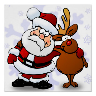 SANTA CLAUS AND RUDOLPH PERFECT POSTER