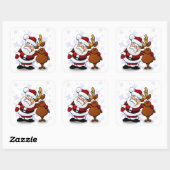 SANTA CLAUS AND RUDOLPH VIERKANTE STICKER (Vel)