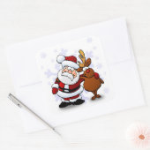 SANTA CLAUS AND RUDOLPH VIERKANTE STICKER (Envelop)