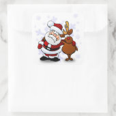 SANTA CLAUS AND RUDOLPH VIERKANTE STICKER (Tas)
