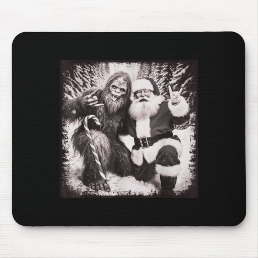 Santa Claus And Sasquatch Bigfoot Funny Joyful Sno Muismat (Voorkant)