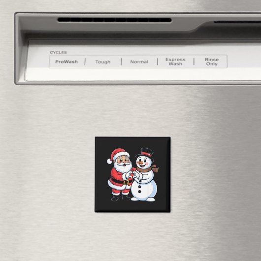 Santa Claus And Snowman Heart Hand Sign Christmas  Magneet (Insitu (Vaatwasser))