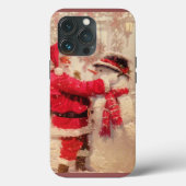Santa claus and snowman in snowfall Case-Mate iPhone case (Achterkant)