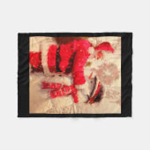 Santa Claus And Snowman In Snowfall  Fleece Deken (Voorkant (Horizontaal))