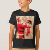 Santa Claus And Snowman In Snowfall T-shirt (Voorkant)