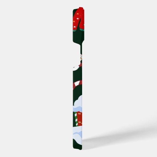 Santa Claus and the Snowman | Dark Tree Background iPhone Hoesje (Rechterkant)