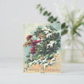 Santa Claus Angel Cherub Mistletoe Feestdagenkaart (Staand voorkant)